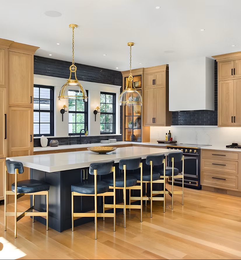 Custom kitchen cabinets stain and paint.